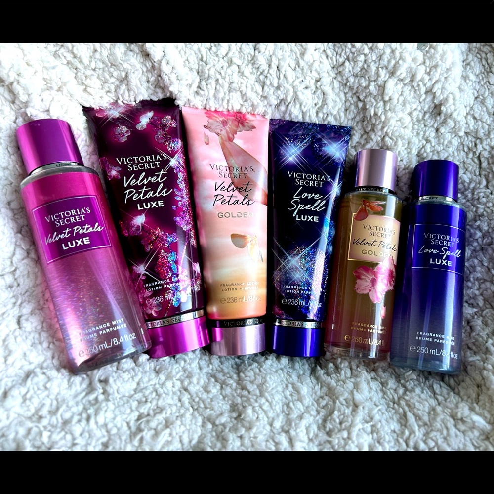 UNUSED VS Velvet Petals + Love Spell Body Mist / Lotion Lot